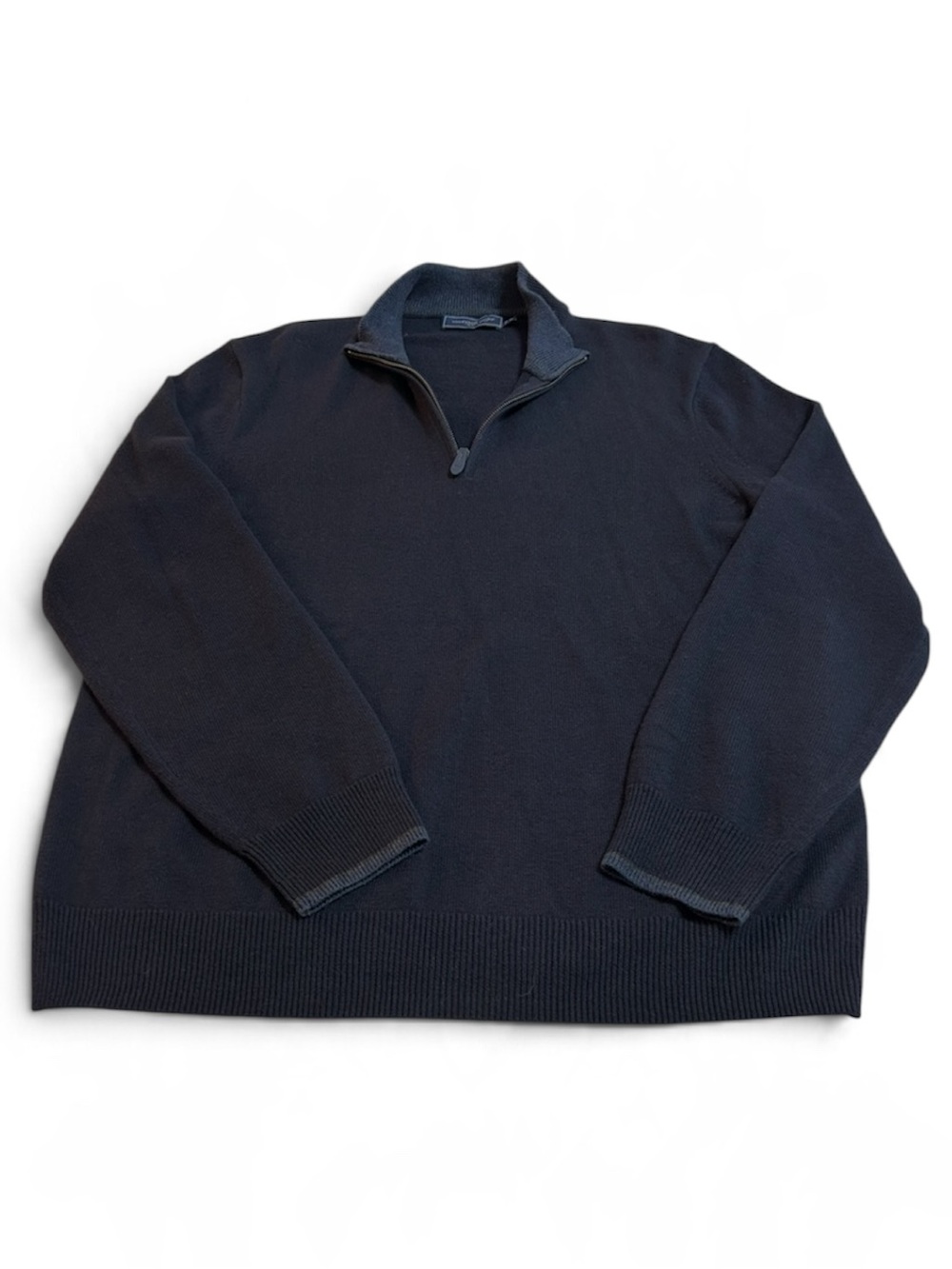 Vineyard Vines Mens M Navy Blue 1/4 Zip Merino Wool Cotton Pullover Sweater